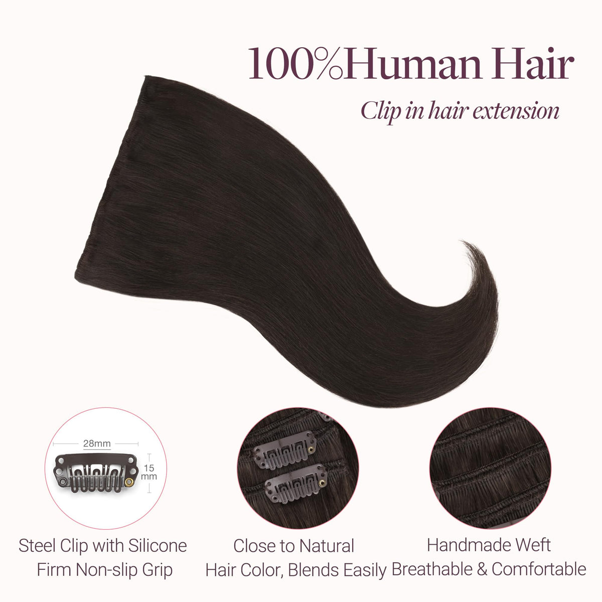 GOO GOO Clip in Hair Extensions 22inch Dark Brown packaging