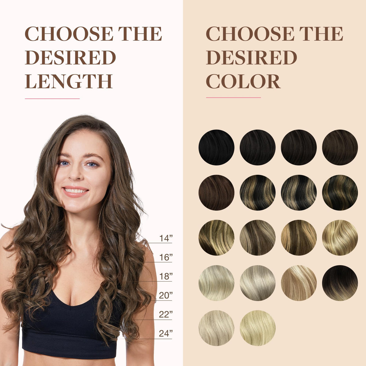 GOO GOO Clip in Hair Extensions 22inch Light Ash Brown back view