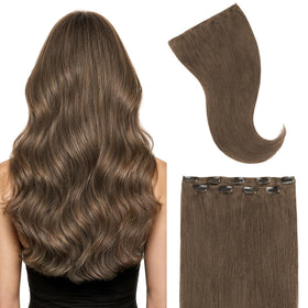 GOO GOO Clip in Hair Extensions 22inch Light Ash Brown front view