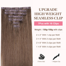 GOO GOO Clip in Hair Extensions 22inch Light Ash Brown packaging