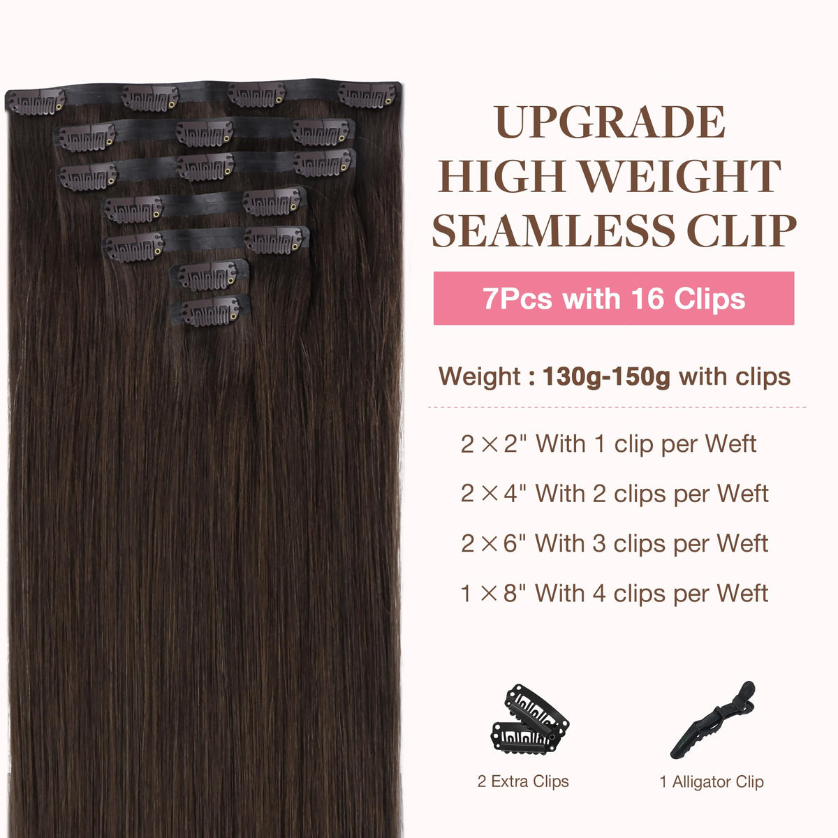 GOO GOO Clip in Hair Extensions 22inch Light Brown packaging