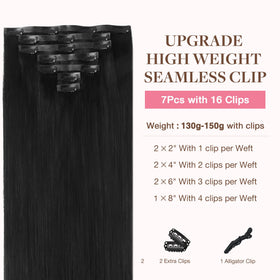 GOO GOO Clip in Hair Extensions 22inch Natural Black packaging