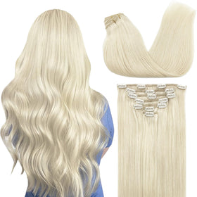 GOO GOO Clip in Hair Extensions 22inch Platinum Blonde front view
