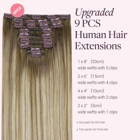 GOO GOO Clip in Hair Extensions 22inch with Ash Blonde Highlights