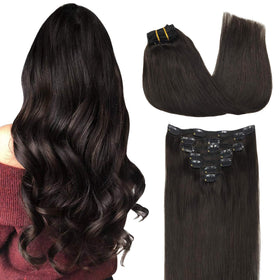 GOO GOO Clip in Hair Extensions 24 inch dark brown front view
