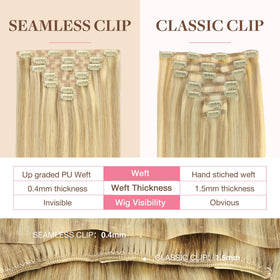 GOO GOO Clip in Hair Extensions 24inch 160g close-up of clips