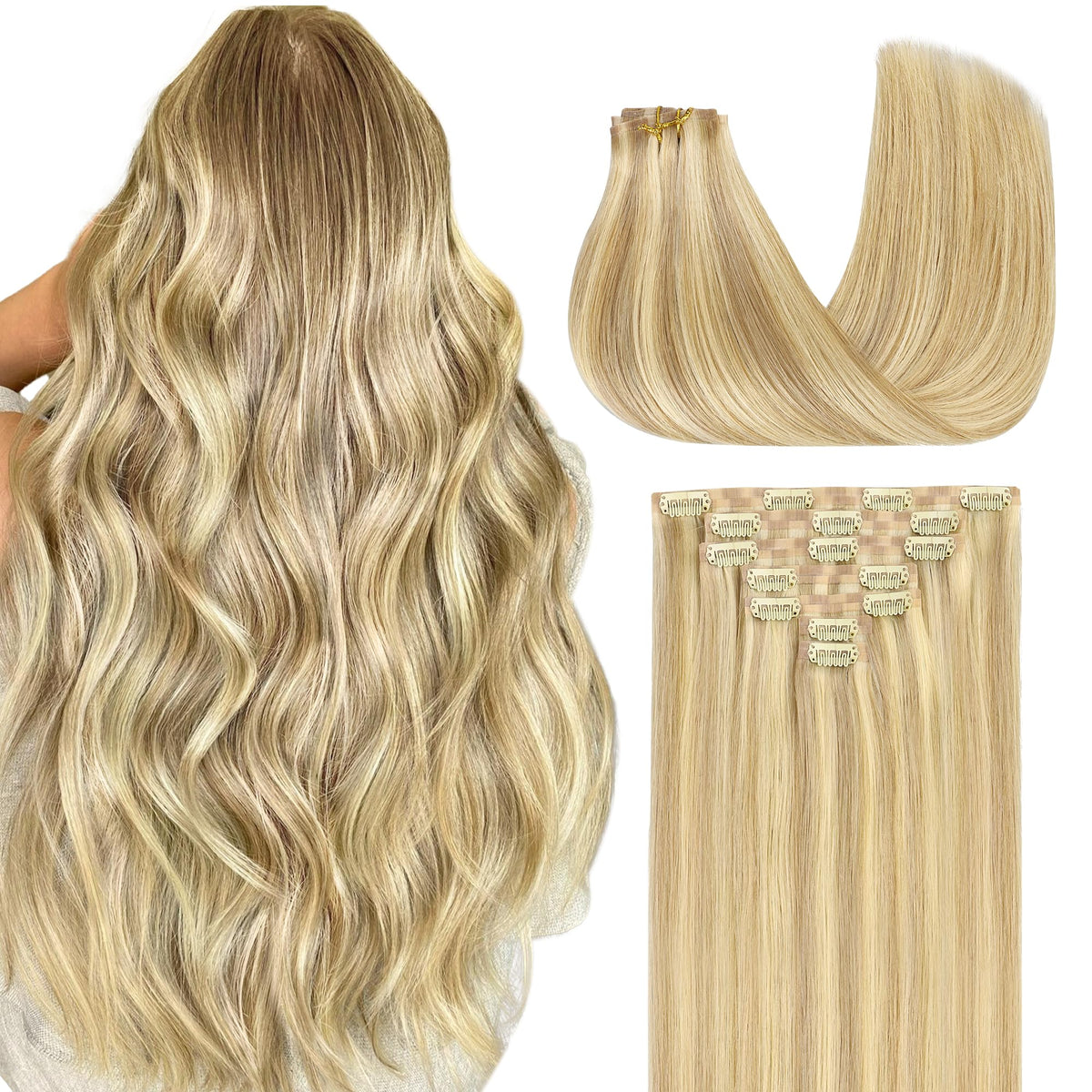 GOO GOO Clip in Hair Extensions 24inch 160g front view