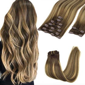 GOO GOO Clip in Hair Extensions 24inch Balayage #4/27/4 front view