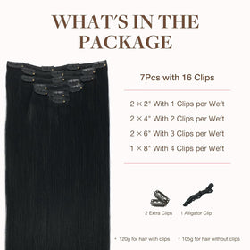 GOO GOO Clip in Hair Extensions 24inch Jet Black packaging
