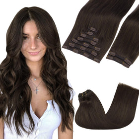 GOO GOO Clip in Hair Extensions 24inch Light Brown front view