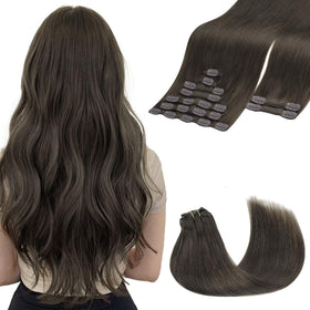 GOO GOO Clip in Hair Extensions 24inch Mocha Brown front view