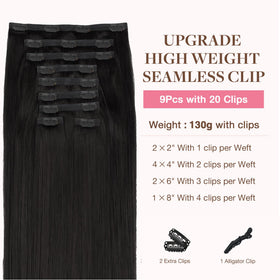 GOO GOO Clip in Hair Extensions 24inch Natural Black packaging