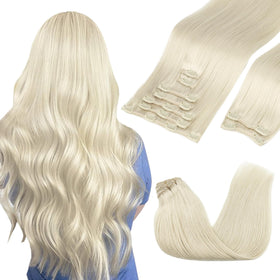 GOO GOO Clip in Hair Extensions 24inch Platinum Blonde front view