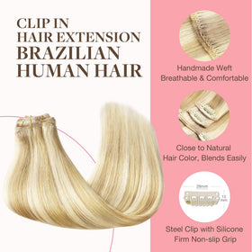 GOO GOO Clip in Hair Extensions 24inch side view highlighting smooth texture