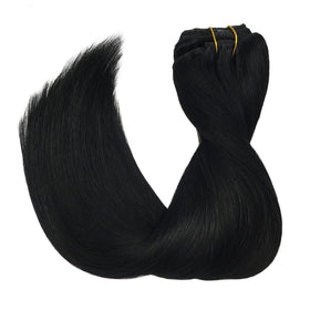 GOO GOO Clip in Hair Extensions 26inch jet black with styling tools
