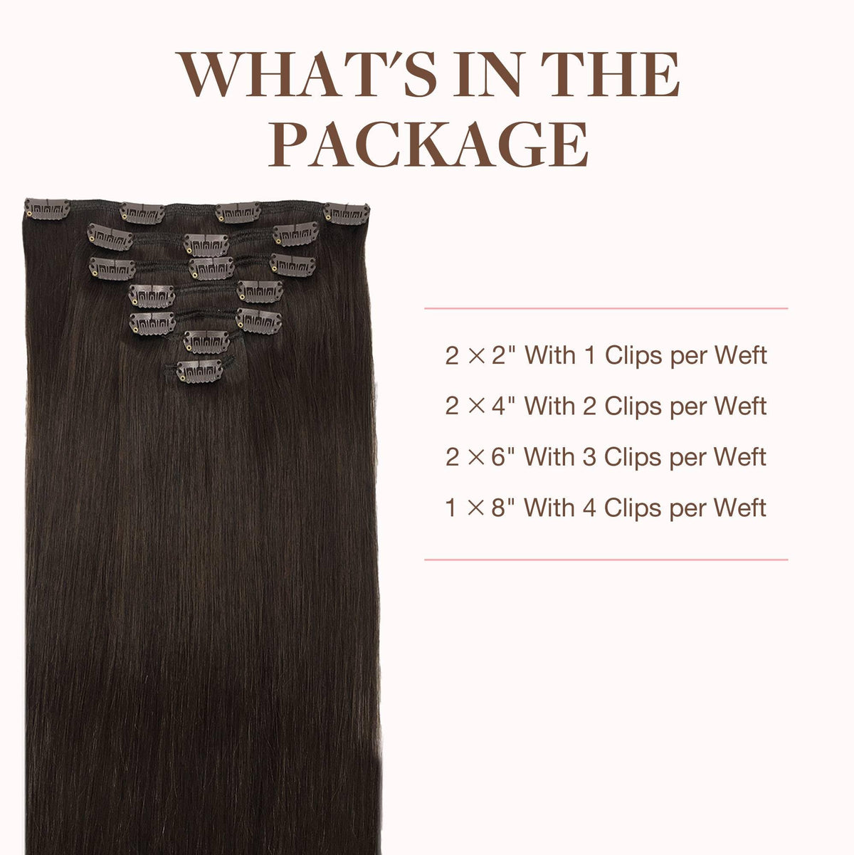 GOO GOO Clip in Hair Extensions 26inch Light Brown packaging