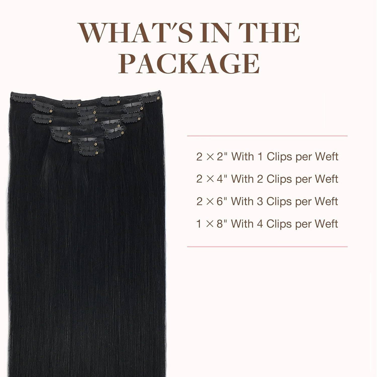GOO GOO Clip in Hair Extensions 28inch Jet Black packaging