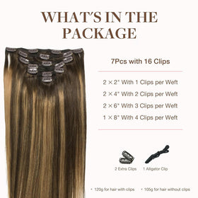 GOO GOO Clip in Hair Extensions #4/27/4 Balayage packaging