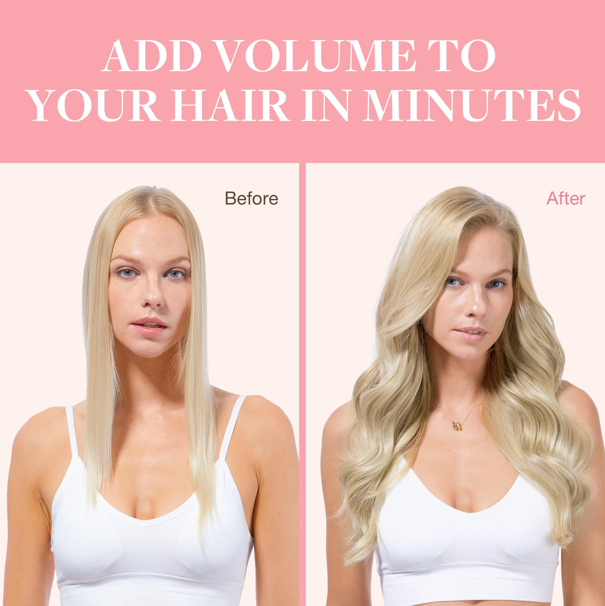 GOO GOO Clip in Hair Extensions 60A Platinum Blonde on model