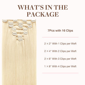 GOO GOO Clip in Hair Extensions 613R Bleach Blonde close-up of clips