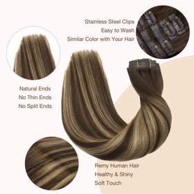 GOO GOO Clip in Hair Extensions 7 pieces display