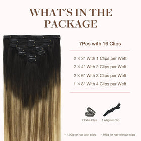 GOO GOO Clip in Hair Extensions 7 pieces in packaging