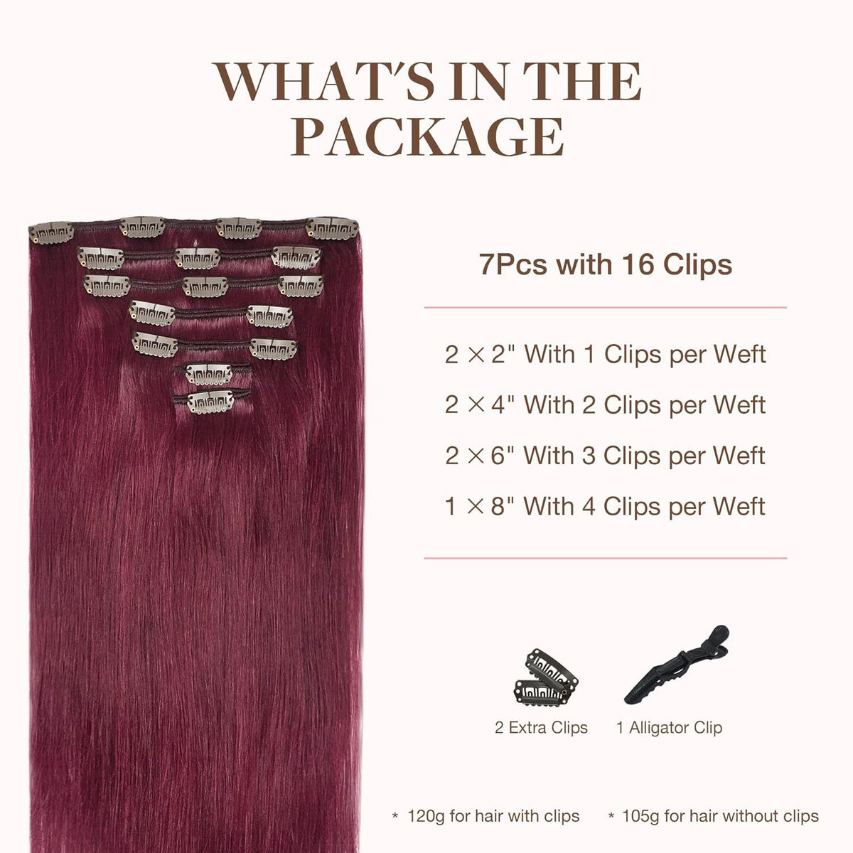 GOO GOO Clip in Hair Extensions 7Pcs packaging