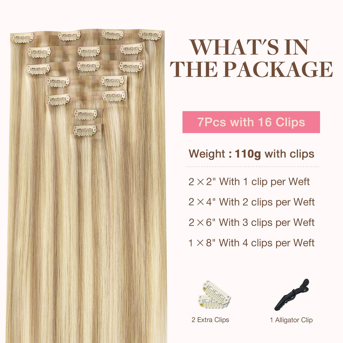GOO GOO Clip in Hair Extensions 7Pcs packaging