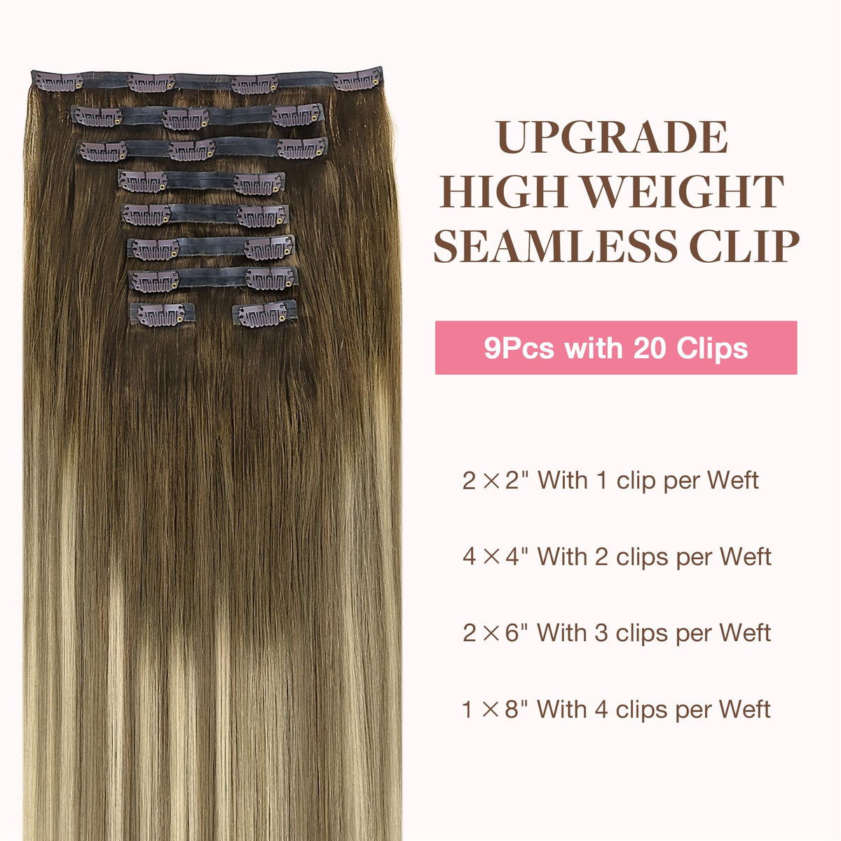 GOO GOO Clip in Hair Extensions 9 pieces in packaging