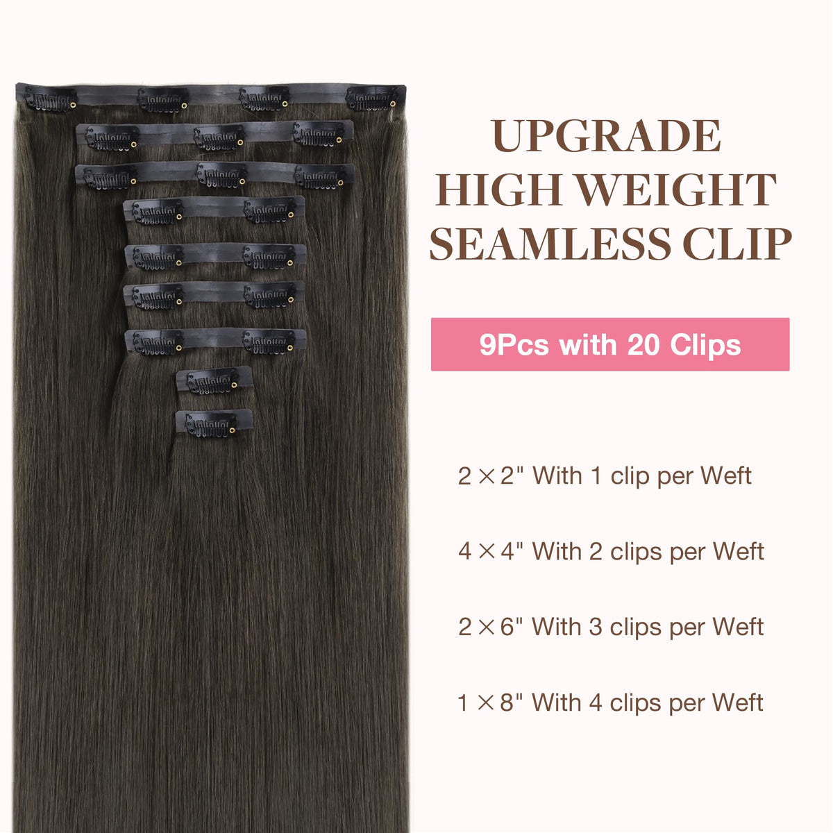 GOO GOO Clip in Hair Extensions 9Pcs packaging