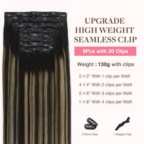 GOO GOO Clip in Hair Extensions 9Pcs with colour gradient