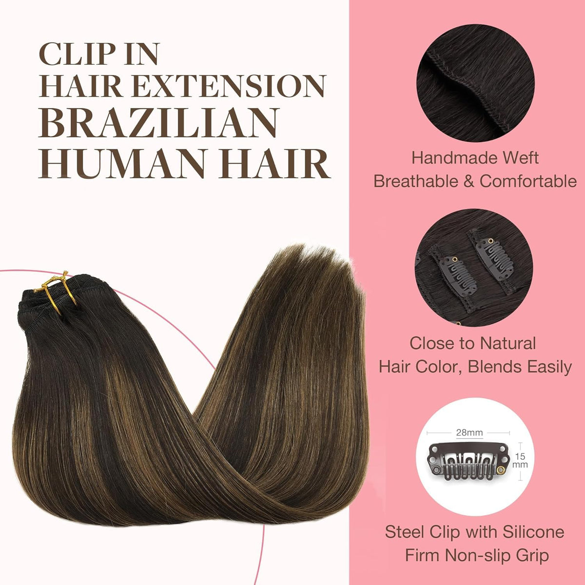 GOO GOO Clip in Hair Extensions back view with clips