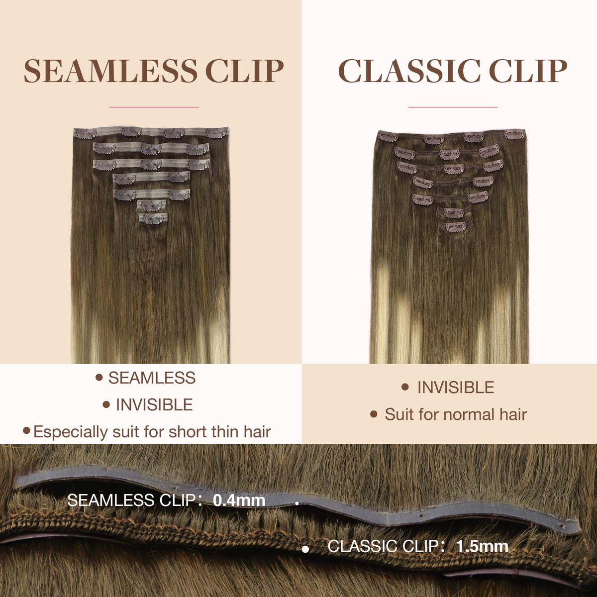 GOO GOO Clip in Hair Extensions close-up of clips