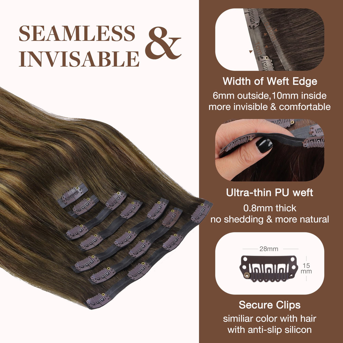 GOO GOO Clip in Hair Extensions displayed on a flat surface