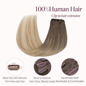 GOO GOO Clip in Hair Extensions displayed on a mannequin