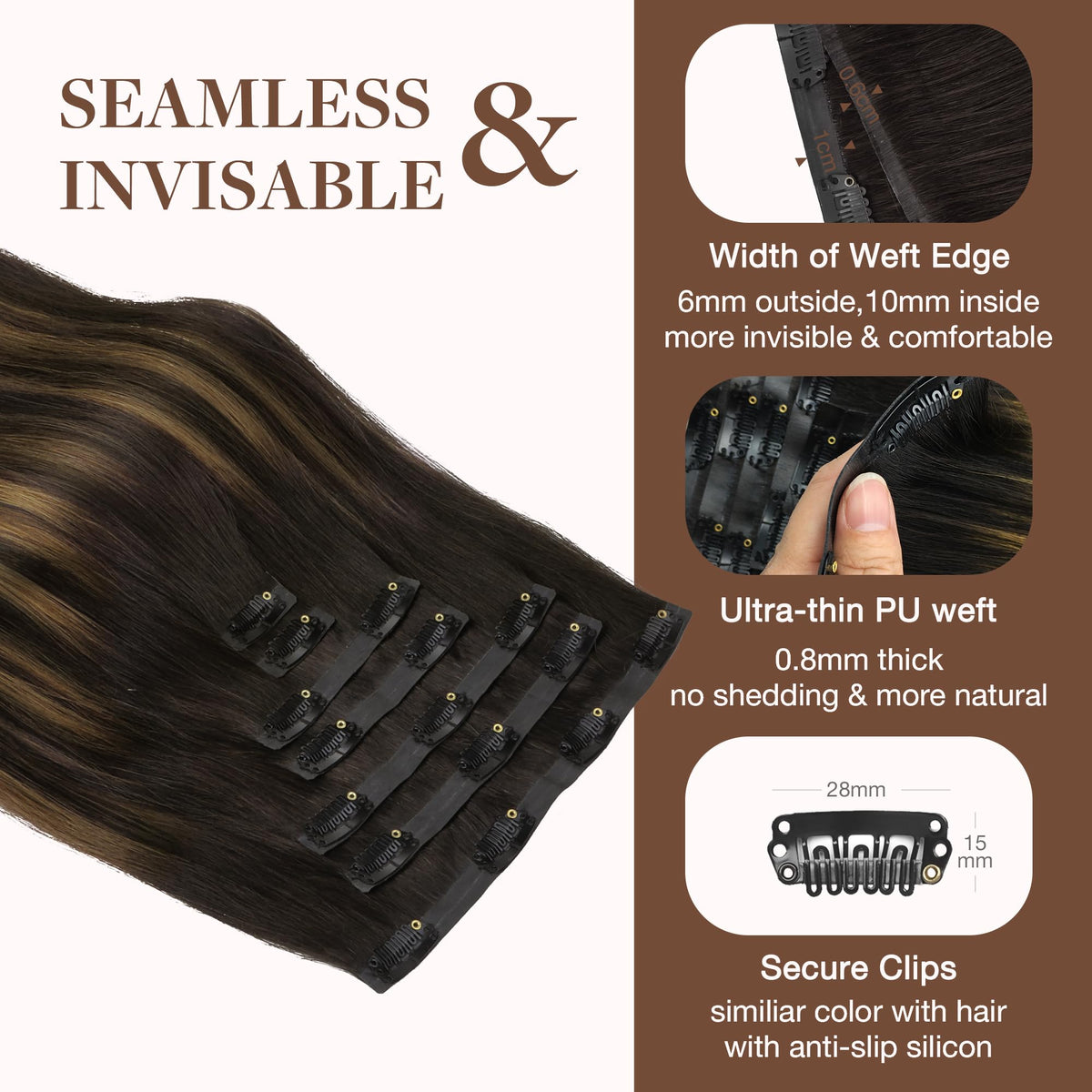 GOO GOO Clip in Hair Extensions displayed on a mannequin
