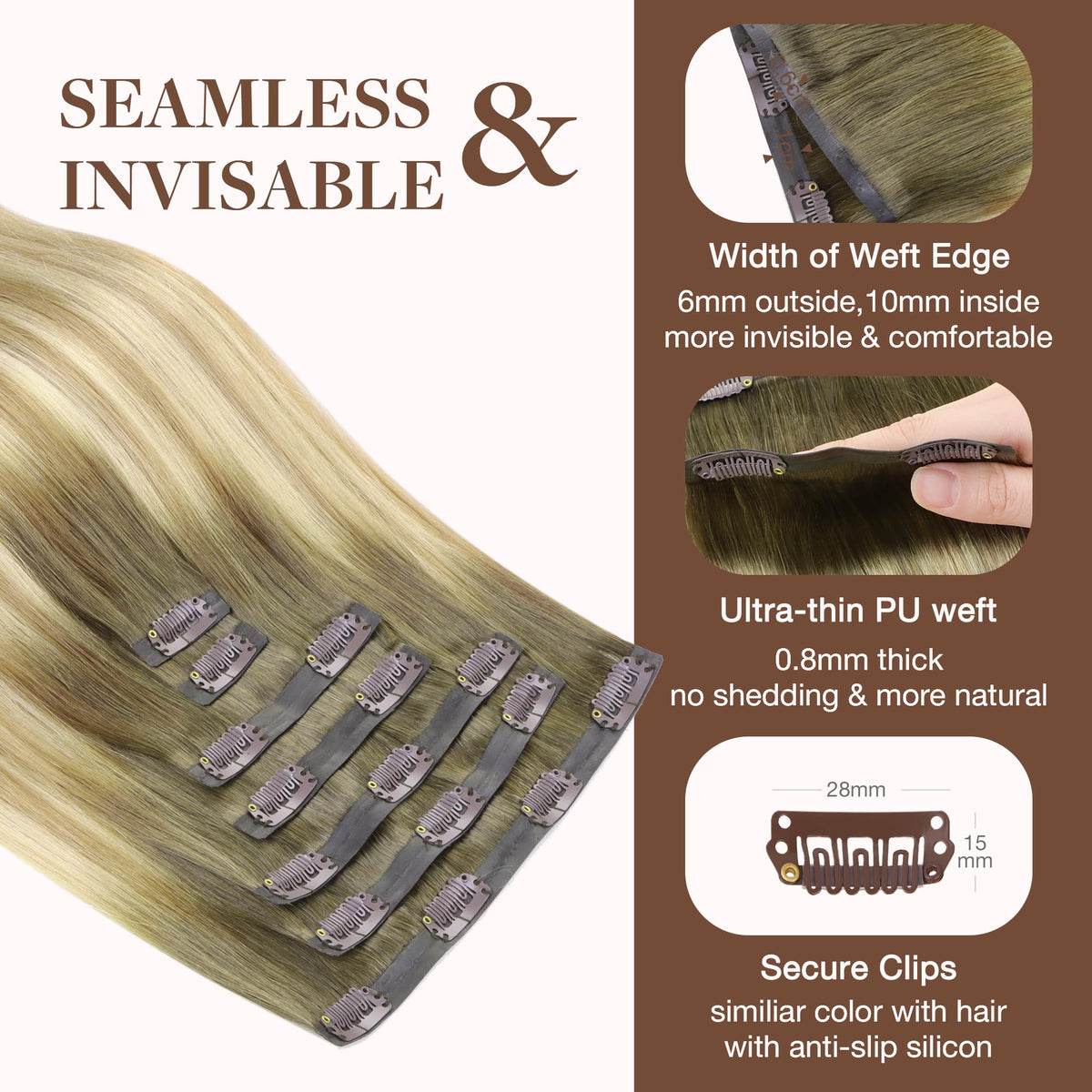 GOO GOO Clip in Hair Extensions displayed on a mannequin