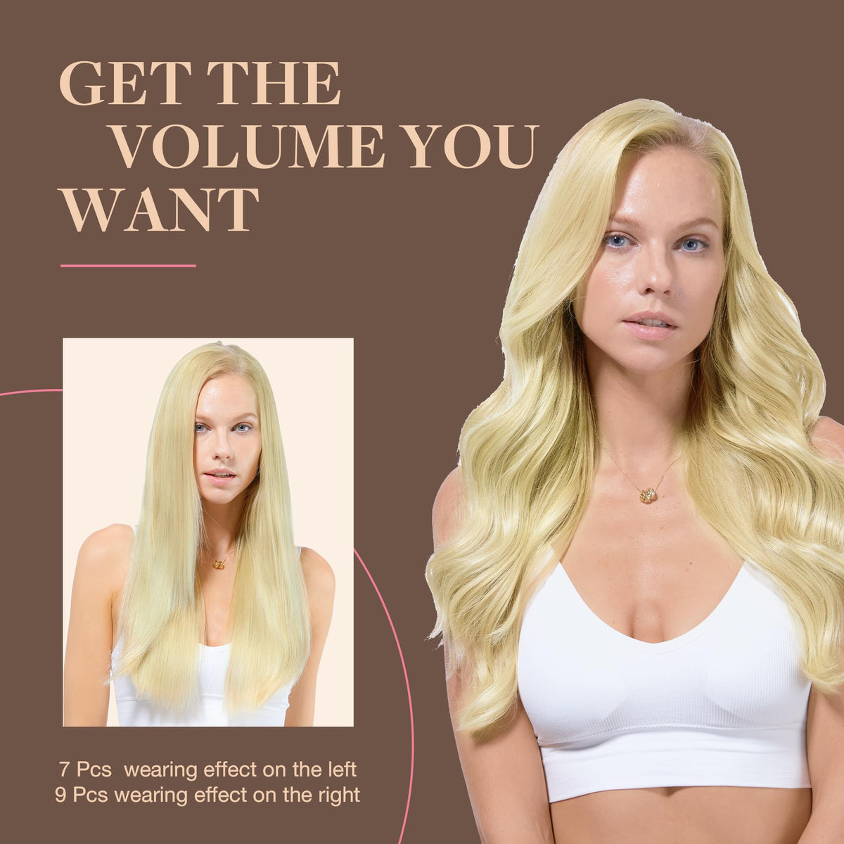 GOO GOO Clip in Hair Extensions displayed with hair care products