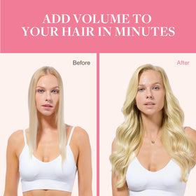 GOO GOO Clip in Hair Extensions displayed with styling tools
