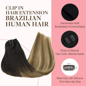 GOO GOO Clip in Hair Extensions displayed with styling tools