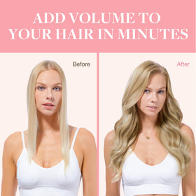 GOO GOO Clip in Hair Extensions displayed with styling tools