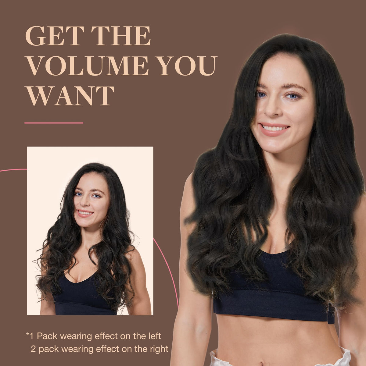 GOO GOO Clip in Hair Extensions displayed with styling tools