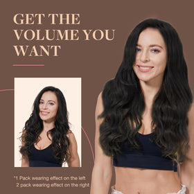 GOO GOO Clip in Hair Extensions displayed with styling tools
