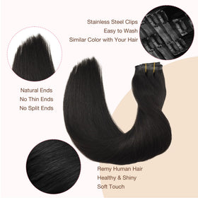GOO GOO Clip in Hair Extensions in natural black colour