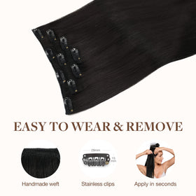 GOO GOO Clip in Hair Extensions in natural black colour