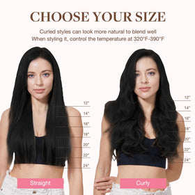 GOO GOO Clip in Hair Extensions Jet Black with styling tools
