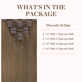 GOO GOO Clip in Hair Extensions Light Ash Brown packaging