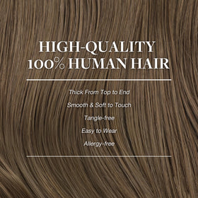 GOO GOO Clip in Hair Extensions Light Ash Brown styled on model