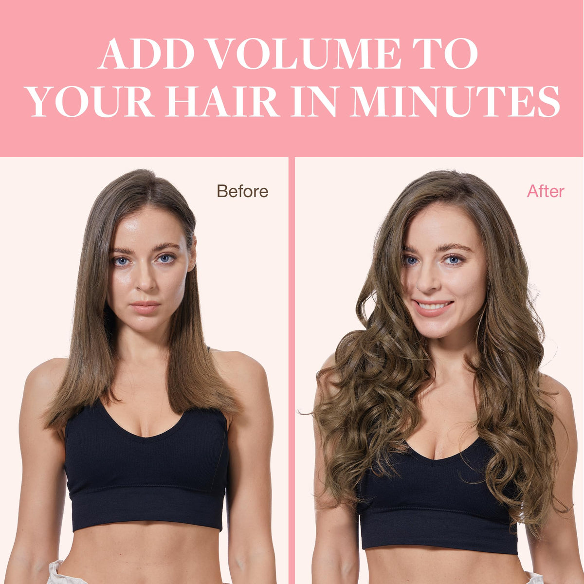 GOO GOO Clip in Hair Extensions Light Ash Brown texture detail