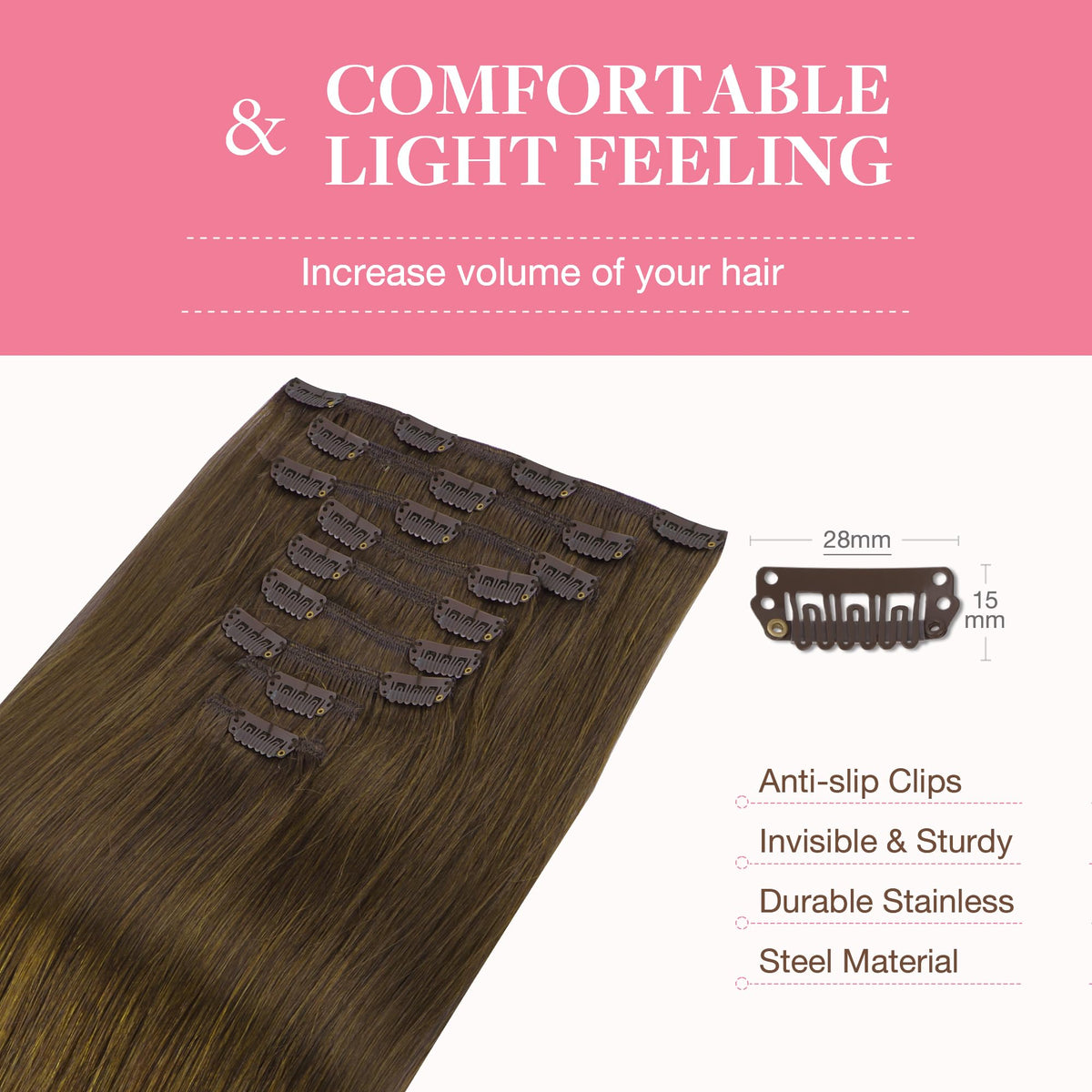 GOO GOO Clip in Hair Extensions on a flat surface